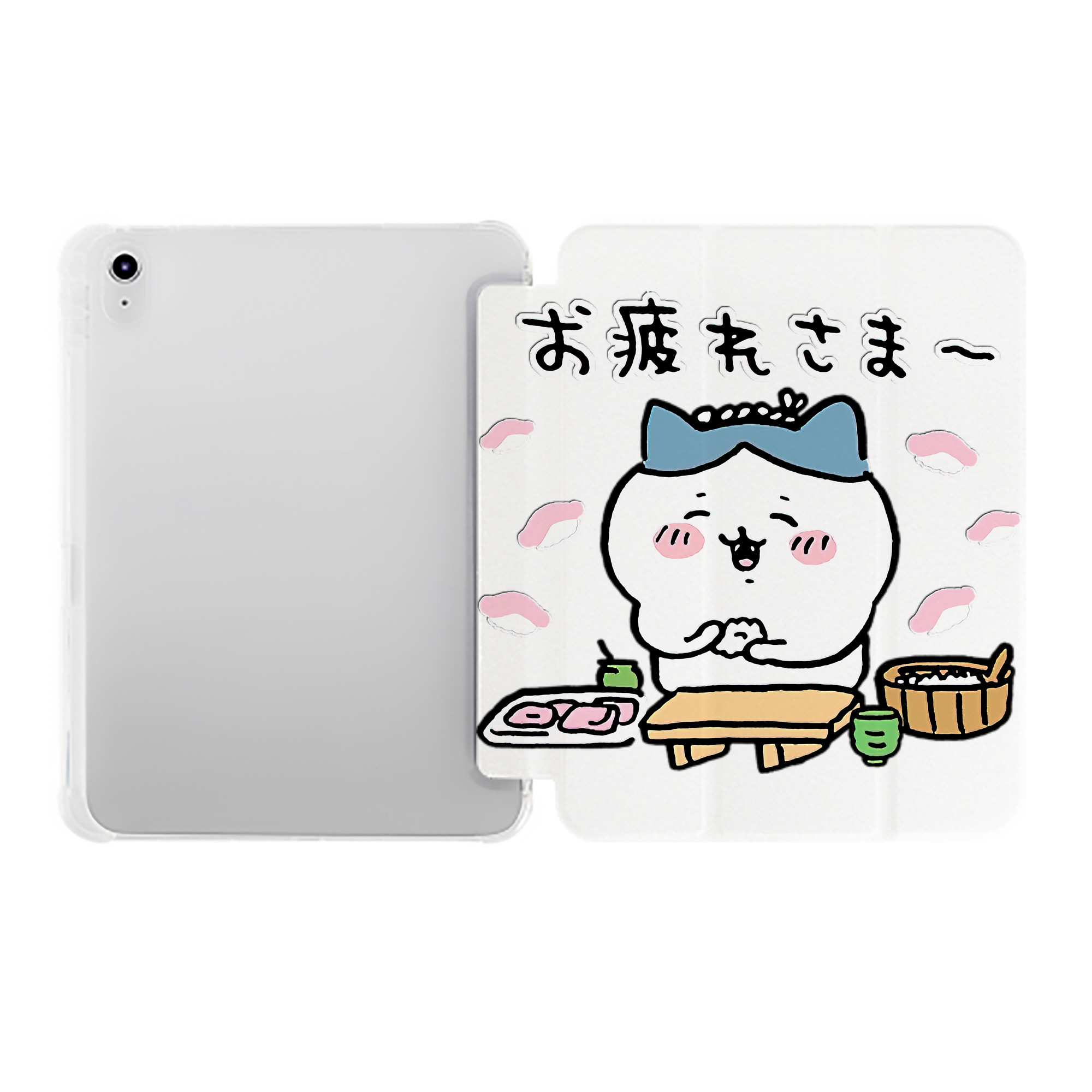 （画像用） ちいかわ ハチワレ Chii-kawa hachiware IPad ケース ペン収納付き 三つ折りスタンド PUレザー×シリコン 対応機種9.5/10.5/10.9インチ